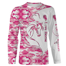 Load image into Gallery viewer, Love Horse tattoo pink camo Customize Name 3D All Over Printed Shirts Personalized gift for horse lovers NQS2434