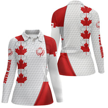 Load image into Gallery viewer, Canadian flag Womens golf polo shirt custom Maple leaves patriotic white golf ball skin shirts NQS6743