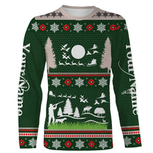 Load image into Gallery viewer, Hunter Santa funny ugly Christmas sweatshirt full print green Christmas pattern, Christmas gift NQS2565