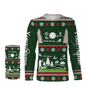 Hunter Santa funny ugly Christmas sweatshirt full print green Christmas pattern, Christmas gift NQS2565