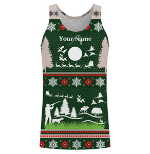 Hunter Santa funny ugly Christmas sweatshirt full print green Christmas pattern, Christmas gift NQS2565