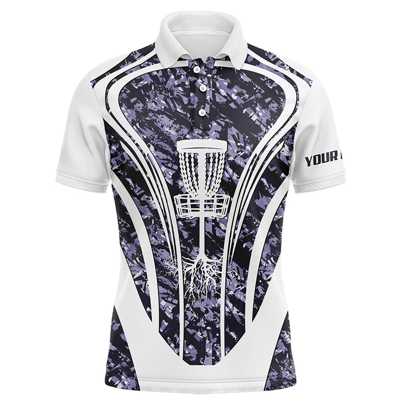 Mens golf polo shirts custom purple camo disc golf basket jersey, disc golf apparel NQS7225