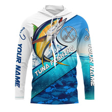 Load image into Gallery viewer, Tuna fishing blue sea camo UV protection long sleeve fishing shirts, custom Tuna fishing jerseys NQS5090