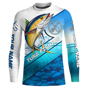 Tuna fishing blue sea camo UV protection long sleeve fishing shirts, custom Tuna fishing jerseys NQS5090