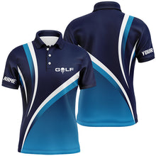 Load image into Gallery viewer, Mens golf polo shirts custom name men&#39;s golf polos, tournament golf tops for mens | Blue NQS6510