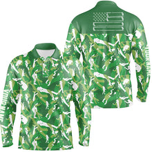 Load image into Gallery viewer, Mens golf polo shirts custom green camo American flag cool men's golf shirt NQS6953