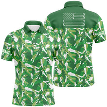 Load image into Gallery viewer, Mens golf polo shirts custom green camo American flag cool men's golf shirt NQS6953