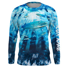 Load image into Gallery viewer, Great Barracuda Fishing blue tie dye Custom name fishing shirts for men, custom fishing apparel NQS3138