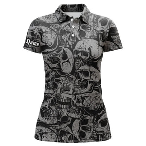 Black skull pattern Womens golf polo shirts custom cool golf shirts for ladies, best golf gifts NQS6519