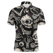 Load image into Gallery viewer, Skull bone pattern Mens golf polo shirt custom men's golf shirts, best golf gifts for men NQS6521