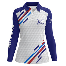 Load image into Gallery viewer, Personalized white golf polos shirts for women, custom golf tops for ladies | Blue NQS7119
