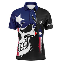 Load image into Gallery viewer, Mens golf polo shirts Texas flag patriotic custom skull golf shirts for men, best mens golf wear NQS6311
