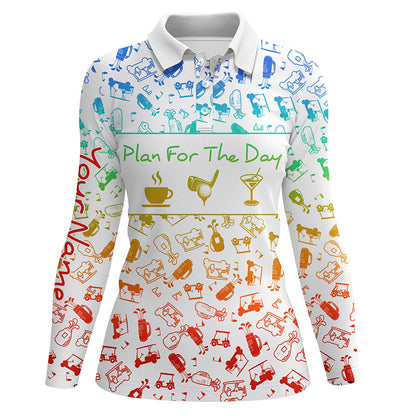 Rainbow gradient golf pattern Womens golf polo shirt custom coffee golf cocktail polo shirts for women NQS6786