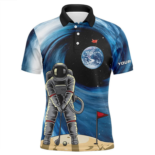 Funny Astronaut golfing Men golf polo shirt custom male golf attire for men, golfer gifts NQS6788