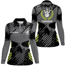 Load image into Gallery viewer, Black Skull bowling shirt for women custom bowling polo shirt bowling team skull league jerseys NQS6789