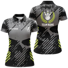 Load image into Gallery viewer, Black Skull bowling shirt for women custom bowling polo shirt bowling team skull league jerseys NQS6789