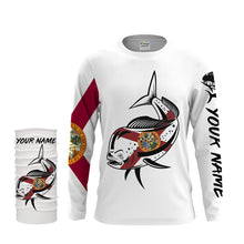 Load image into Gallery viewer, Mahi mahi Fishing Florida Flag patriotic Customize long sleeves fishing shirts NQS2247