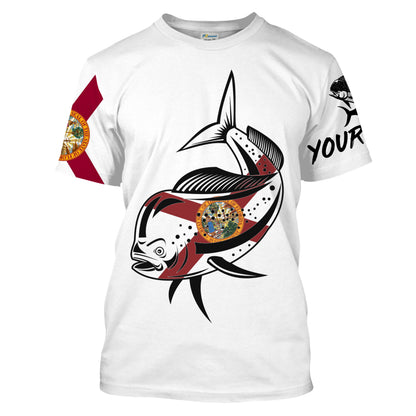Mahi mahi Fishing Florida Flag patriotic Customize long sleeves fishing shirts NQS2247