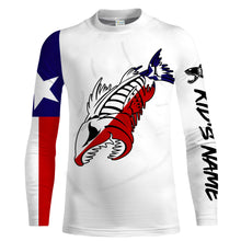 Load image into Gallery viewer, Fish reaper Fishing Texas Flag patriotic Customize Name long sleeves fishing shirts NQS2241