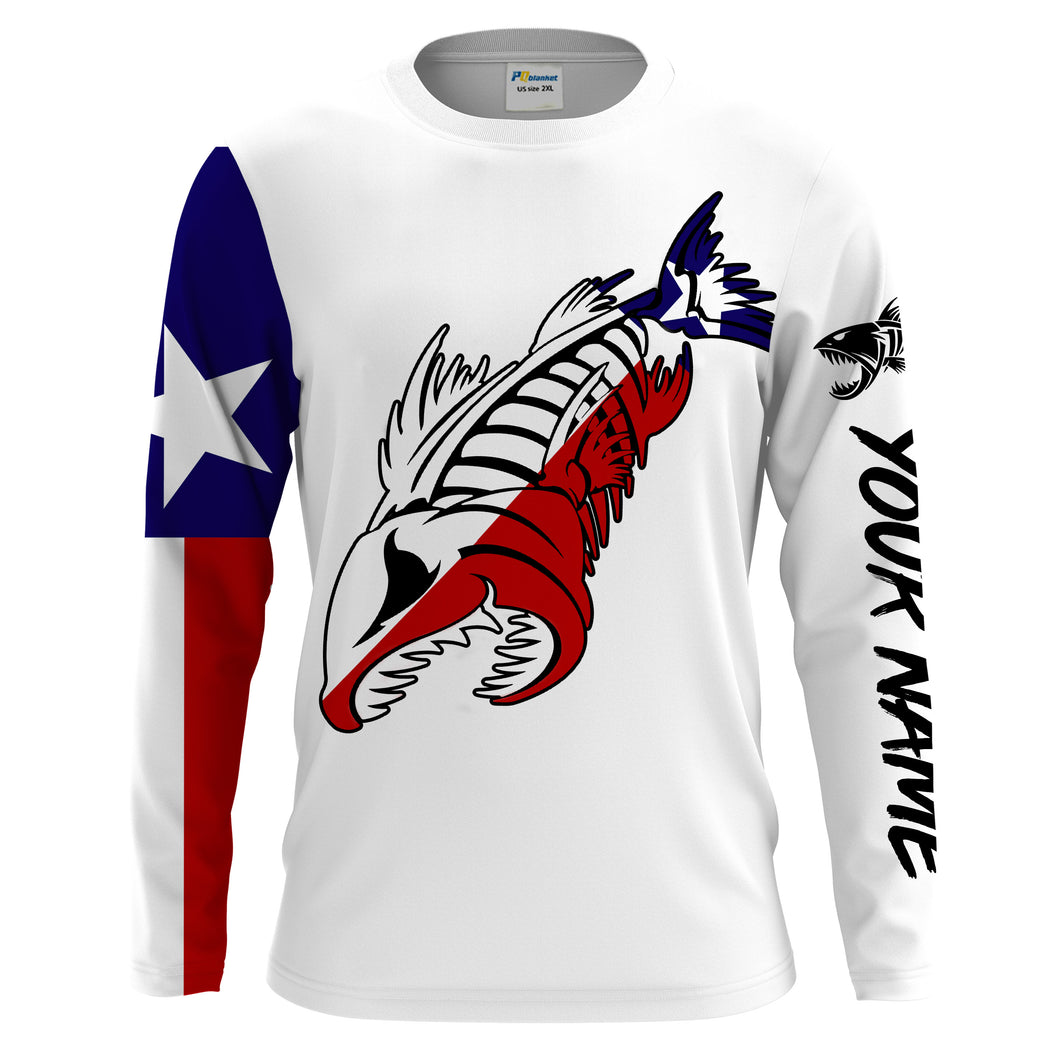 Fish reaper Fishing Texas Flag patriotic Customize Name long sleeves fishing shirts NQS2241