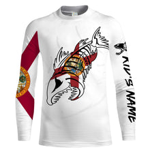 Load image into Gallery viewer, Fish reaper Fishing Florida Flag patriotic Customize Name long sleeves fishing shirts NQS2242