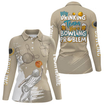 Load image into Gallery viewer, Vintage Women bowling polo shirts Custom My drinking team has a bowling problem team league jerseys NQS7017