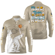 Load image into Gallery viewer, Vintage Mens polo bowling shirts Custom My drinking team has a bowling problem team league jerseys NQS7017