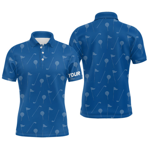 Mens golf polo shirt custom blue golf pattern polos shirt for men, personalized golf gifts NQS6577