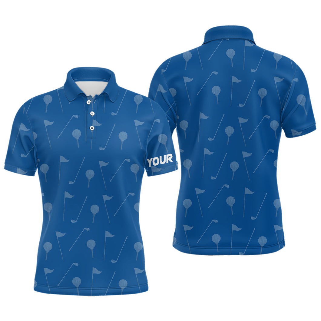 Mens golf polo shirt custom blue golf pattern polos shirt for men, personalized golf gifts NQS6577