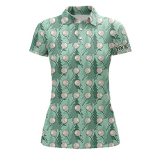 Load image into Gallery viewer, Womens golf polo shirts custom name green pine tree golf tees pattern, golf outfits for ladies NQS6866