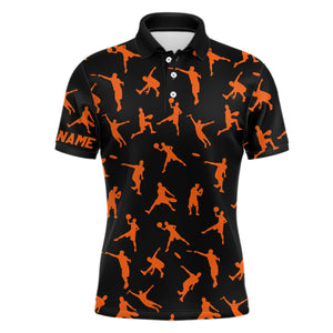 Black and orange Mens disc golf polo shirt custom disc golf jerseys, frisbee team golf shirt for mens NQS6419