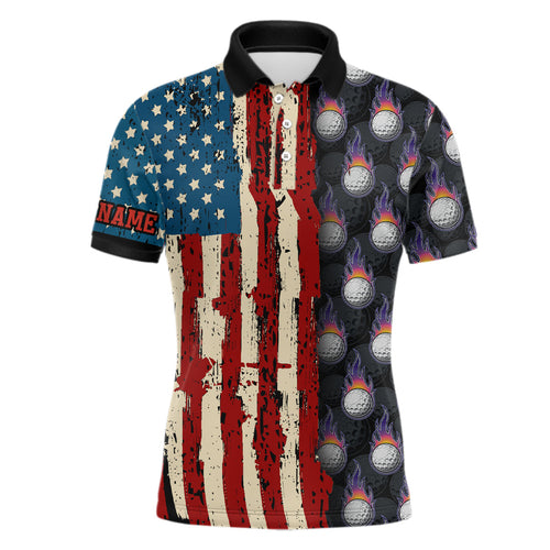 Vintage American flag Mens golf polos shirts custom golf ball pattern golf polo shirt for mens NQS6889