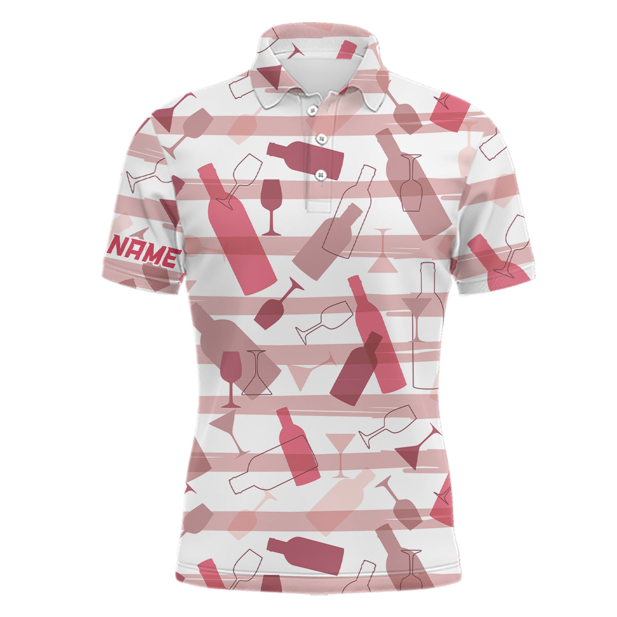 Wine stripe pattern Mens golf polo shirt custom name mens white golf tops, unique golf gifts NQS6445