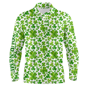 Mens golf polo shirts Watercolor Green clover St Patrick's Day pattern golf shirts custom golf polos NQS7181