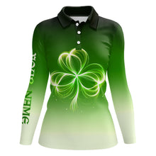 Load image into Gallery viewer, Womens golf polos custom gradient green light clover St Patrick&#39;s Day ladies golf tops NQS7198