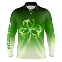 Load image into Gallery viewer, Mens golf polo shirts custom gradient green light clover st patrick&#39;s day golf apparel NQS7198