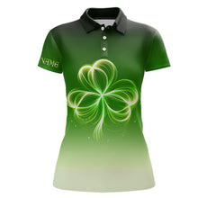 Load image into Gallery viewer, Womens golf polos custom gradient green light clover St Patrick&#39;s Day ladies golf tops NQS7198