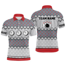 Load image into Gallery viewer, Mens Bowling Polo Shirts Custom ugly Christmas pattern Bowling ball pins team Mens Jersey NQS6727