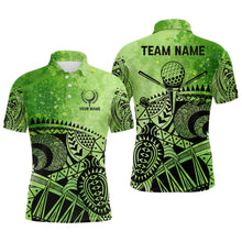 Load image into Gallery viewer, Mens golf polo shirts custom name tribal pattern men's golf polos, best mens golf wears | Green NQS6928