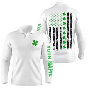 Mens golf polos shirts custom American flag green shamrock st patrick's day patriotic Mens golf top NQS7041