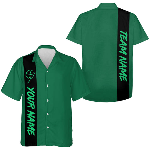 Black green Retro Short-Sleeve Button Down Hawaiian Shirt Custom St Patrick Day team bowling shirts NQS7044