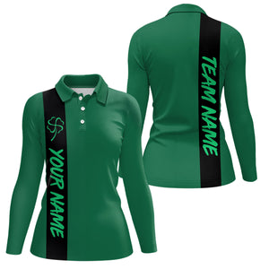 Black and green Retro Lucky Women bowling polo shirt Custom St Patrick Day team league bowling jerseys NQS7044