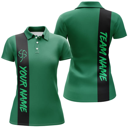 Black and green Retro Lucky Women bowling polo shirt Custom St Patrick Day team league bowling jerseys NQS7044
