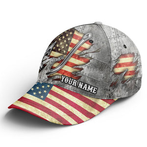 American flag fish hook fishing camo Custom fishing hat Adjustable Unisex Fishing Baseball Angler flag hat cap NQS2532