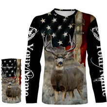 Load image into Gallery viewer, Mule Deer American flag 3D all over print Shirts, Personalized hunting gifts for Men, Women and Kid FSD3162