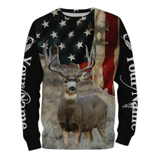 Load image into Gallery viewer, Mule Deer American flag 3D all over print Shirts, Personalized hunting gifts for Men, Women and Kid FSD3162