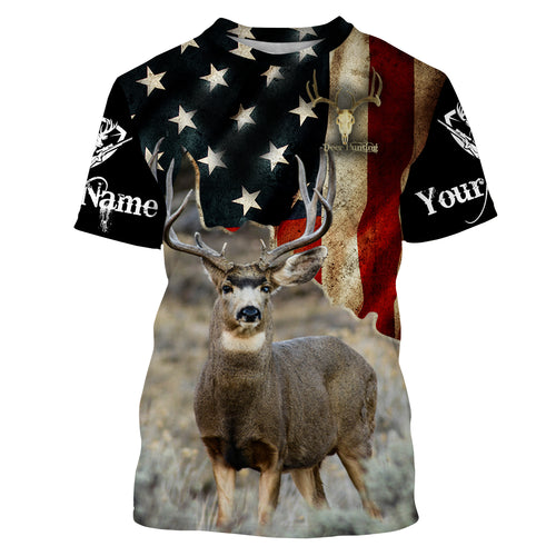 Mule Deer American flag 3D all over print Shirts, Personalized hunting gifts for Men, Women and Kid FSD3162