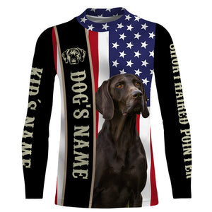 German Shorthaired Pointer American flag custom Name Full printing shirts, GSP Patriotic gifts FSD3256