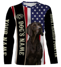 Load image into Gallery viewer, German Shorthaired Pointer American flag custom Name Full printing shirts, GSP Patriotic gifts FSD3256