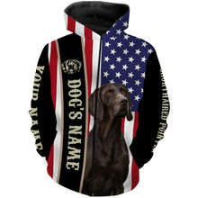 Load image into Gallery viewer, German Shorthaired Pointer American flag custom Name Full printing shirts, GSP Patriotic gifts FSD3256